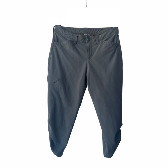 Eddie Bauer Womens Capri Ruched Hiking Pants Gray Sz 2 Stretch Travel 5 Pockets - Picture 1 of 10